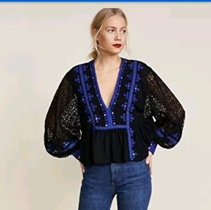 NWOT Free People XS Boogie All Night Black Blue